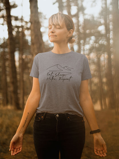 Eat, Sleep, Hike, Repeat Mountain Mantra Walking & Hiking T Shirt