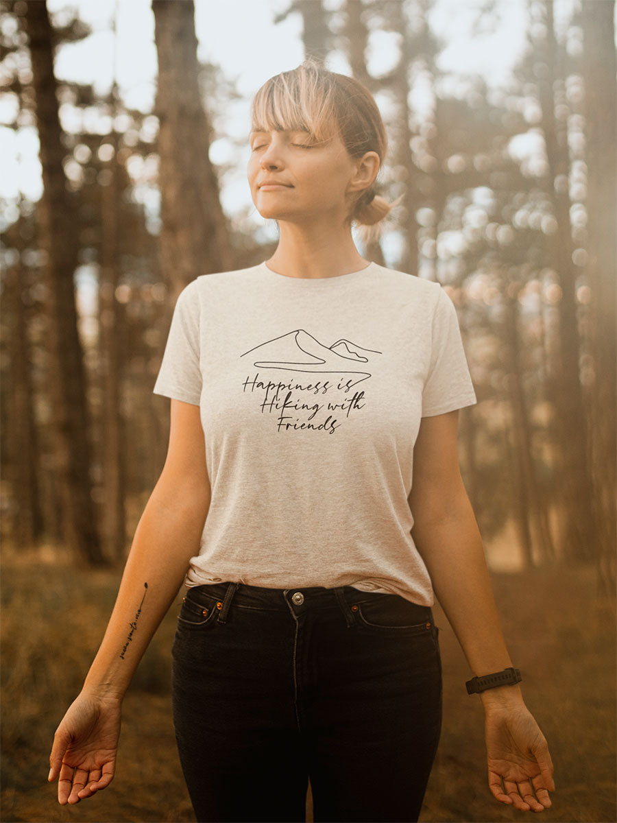 Happiness is Hiking with Friends Mountain Mantra Walking & Hiking T Shirt