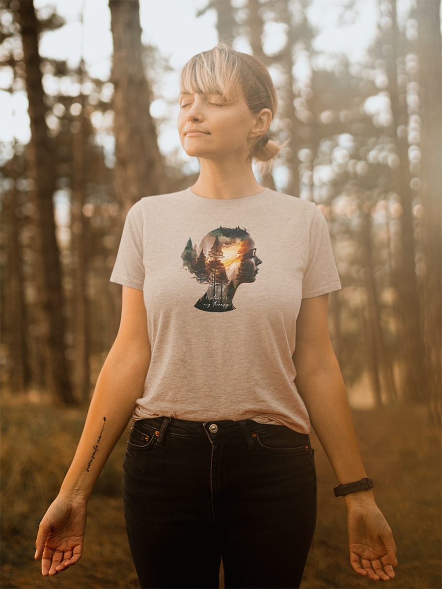 Nature Is My Therapy Slogan Female Walking & Hiking T Shirt