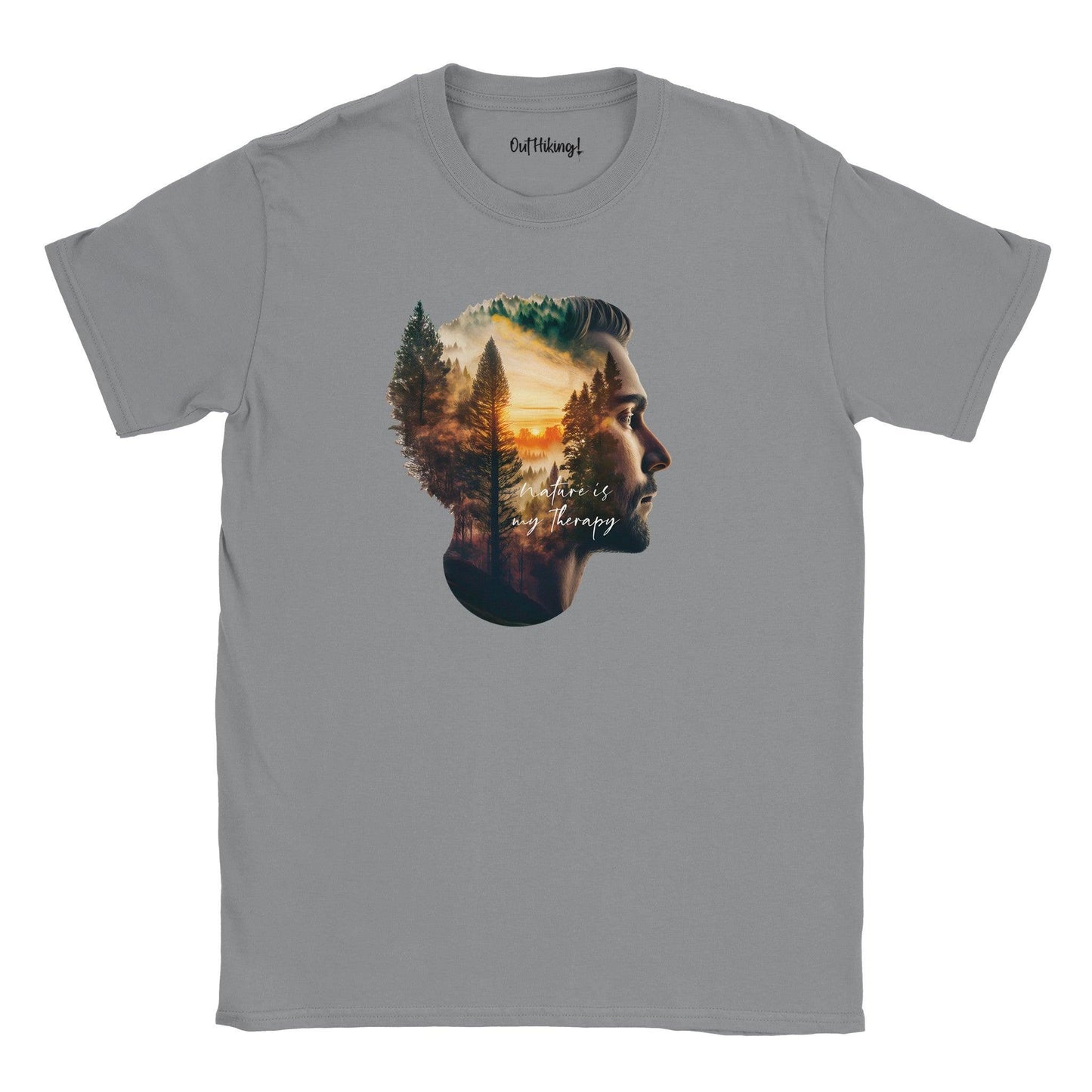 Nature Is My Therapy Slogan Male Walking & Hiking T Shirt