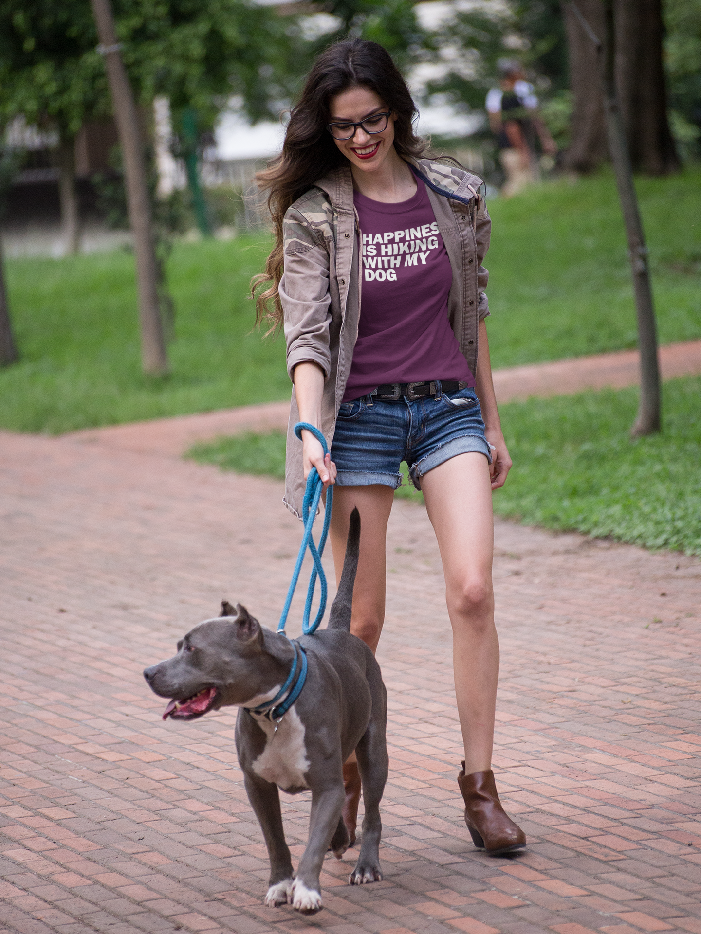 Happiness is Hiking With My Dog Walking & Hiking T Shirt