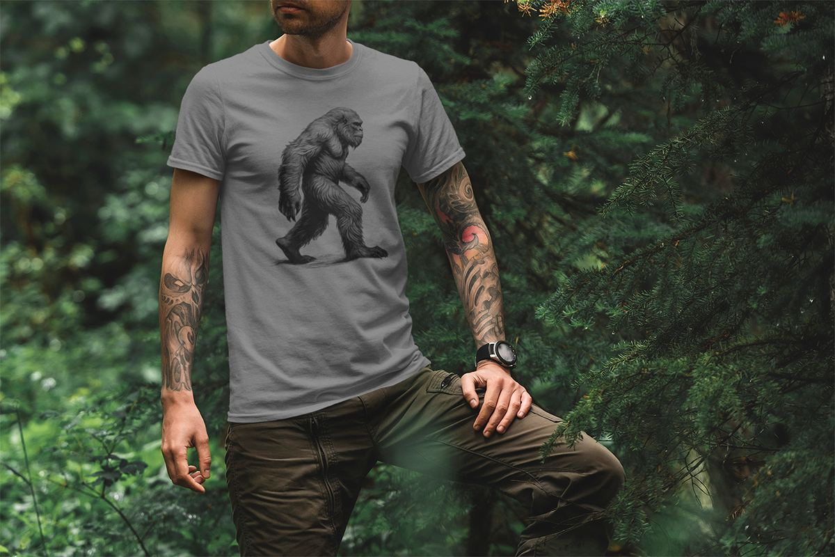 Bigfoot Sketch Walking & Hiking T Shirt